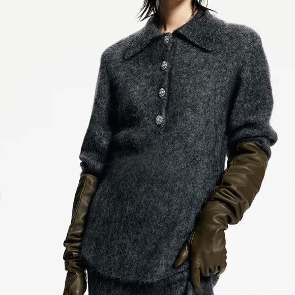H&M Mohair-Blend Sweater with Collar - Picture 2 of 10
